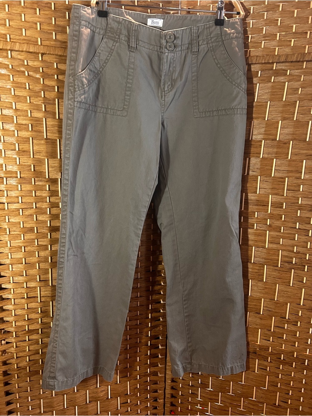 Bass Tan Cotton Utility Chino Pants Straight Leg Cargo Style Size 12